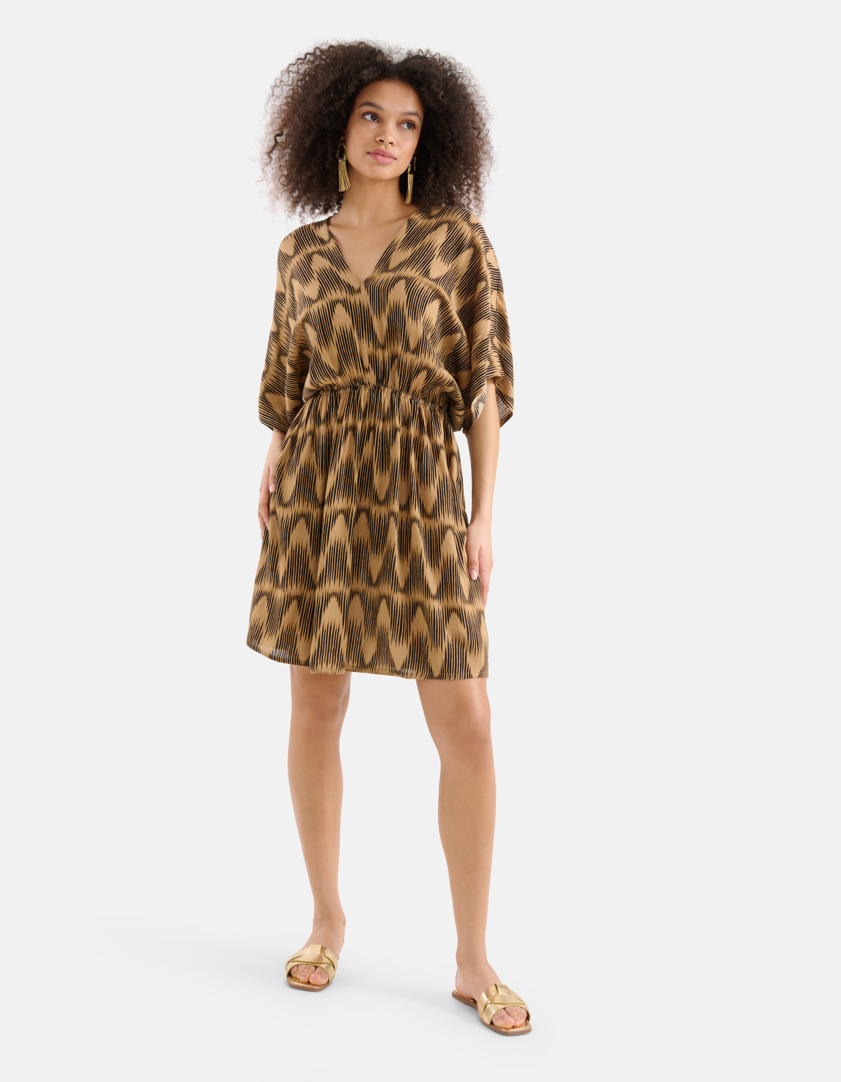 Crinkle Jurk Bruin SHOEBY WOMEN