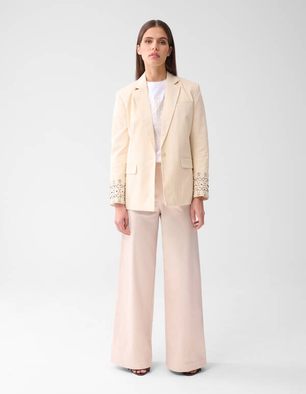 Satijnen Wide Leg Broek Zand SHOEBY WOMEN