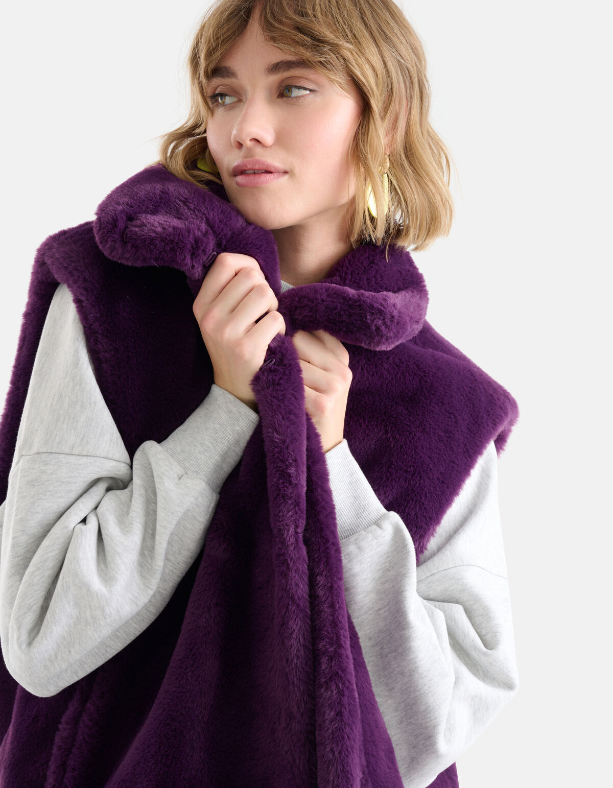 Faux Fur Gilet Paars SHOEBY WOMEN