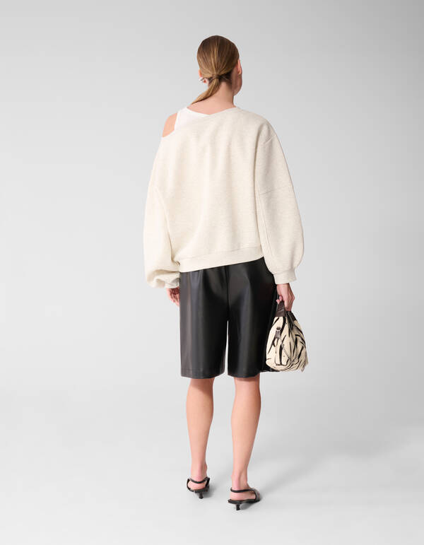 Oversized Off Shoulder Sweater Lichtgrijs SHOEBY WOMEN