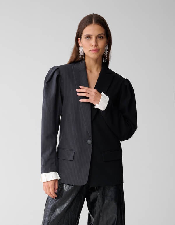 Oversized Pinstripe Mix Blazer Grijs/Zwart SHOEBY WOMEN