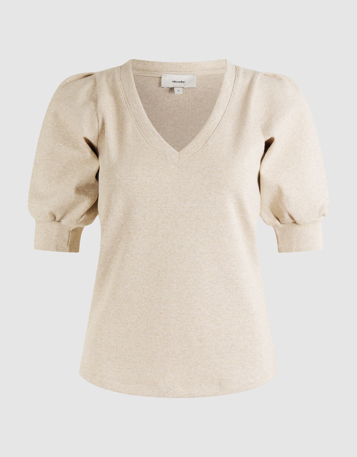 Puff V-hals Top Beige SHOEBY WOMEN