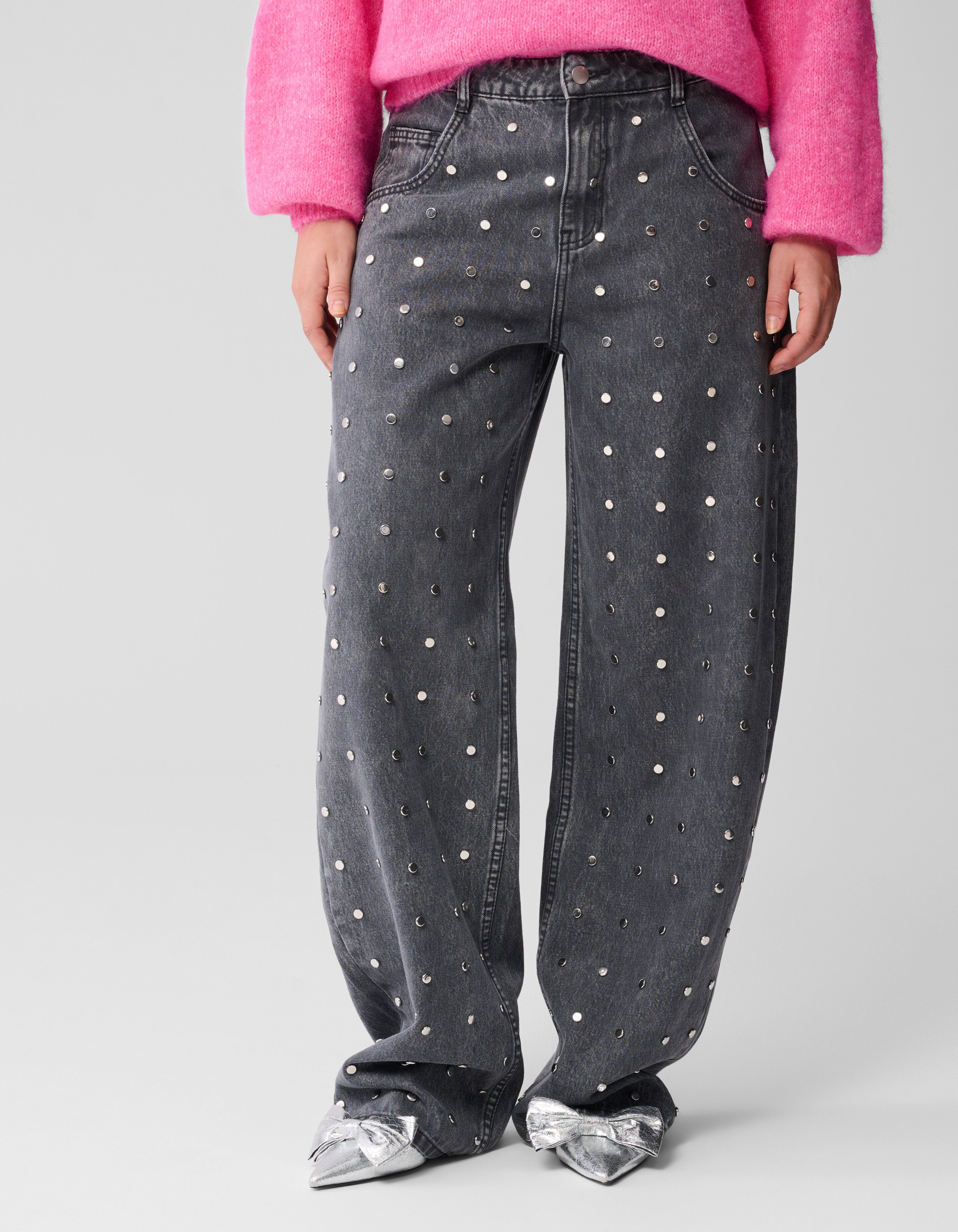 Studs Wide Leg Jeans Grijs SHOEBY WOMEN