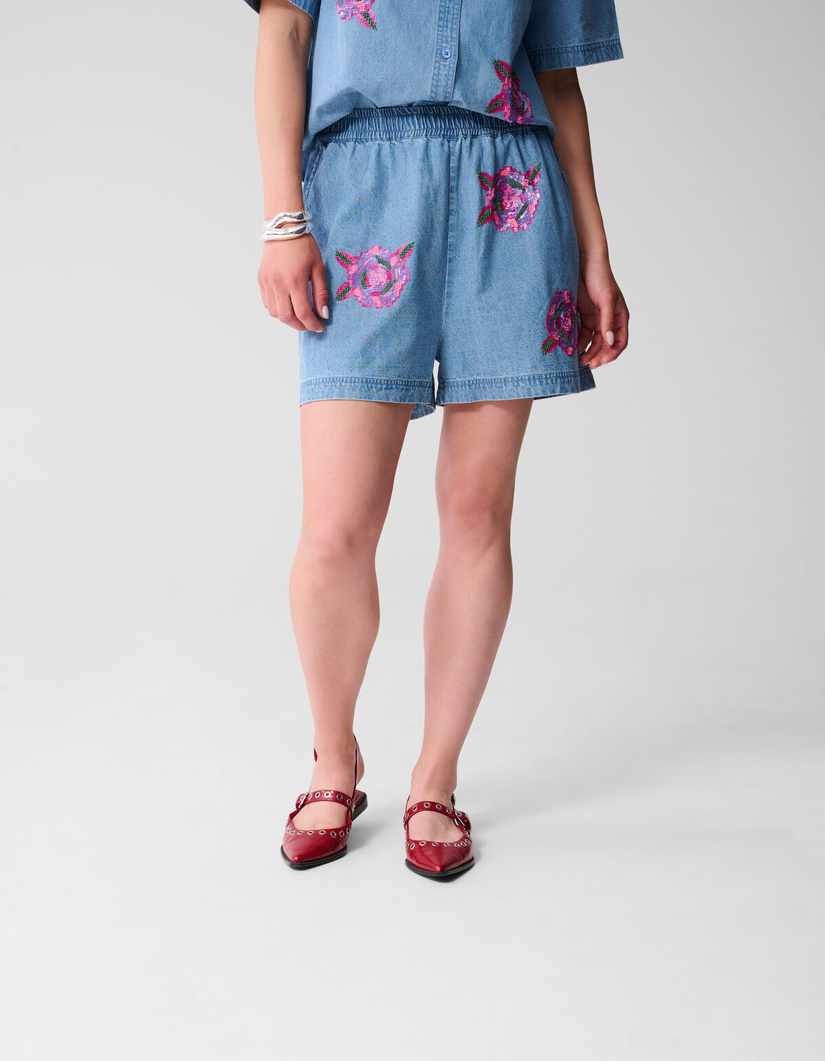 Sequin Denim Short Blauw SHOEBY WOMEN