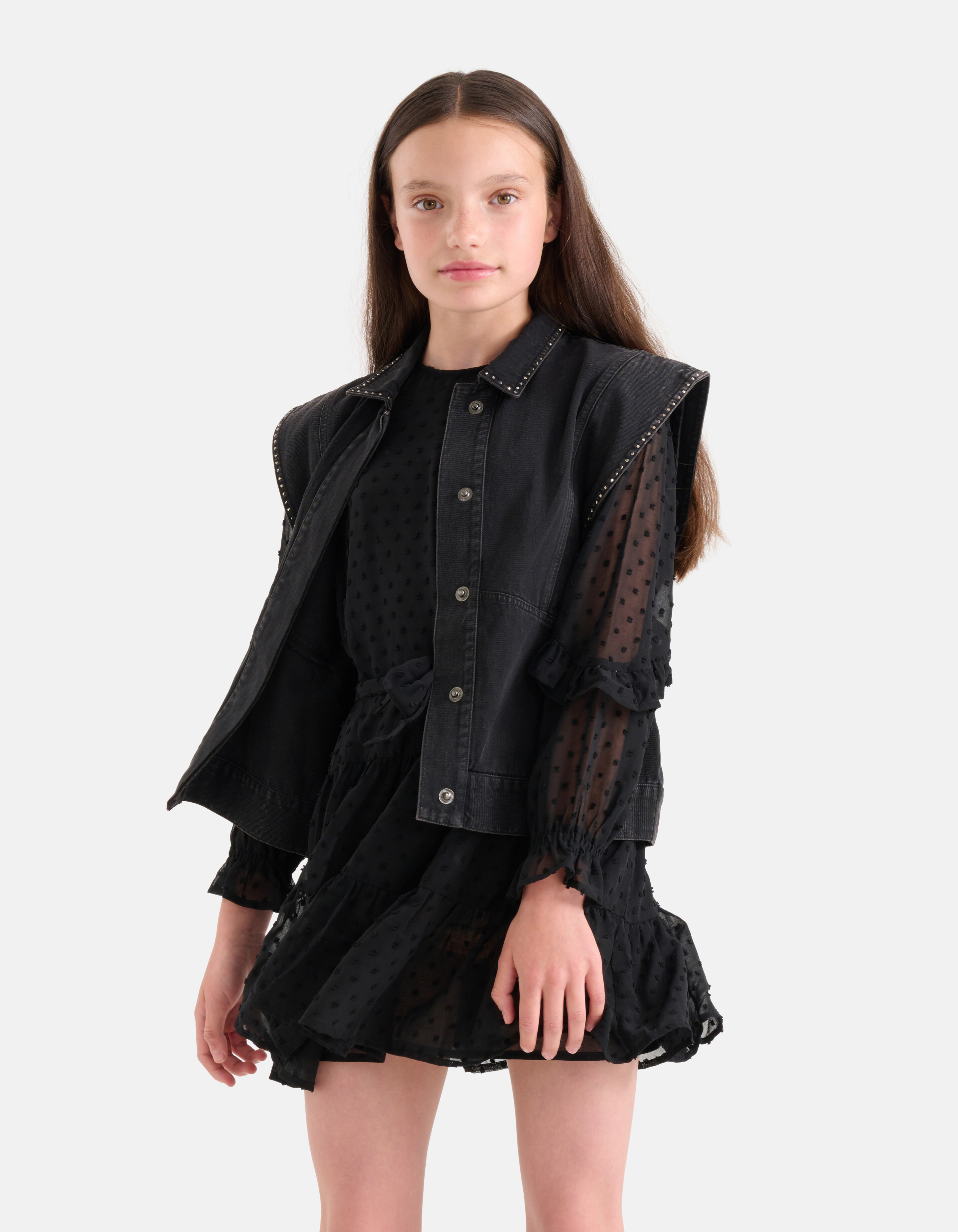 Studs Embroidery Gilet Donkergrijs SHOEBY GIRLS