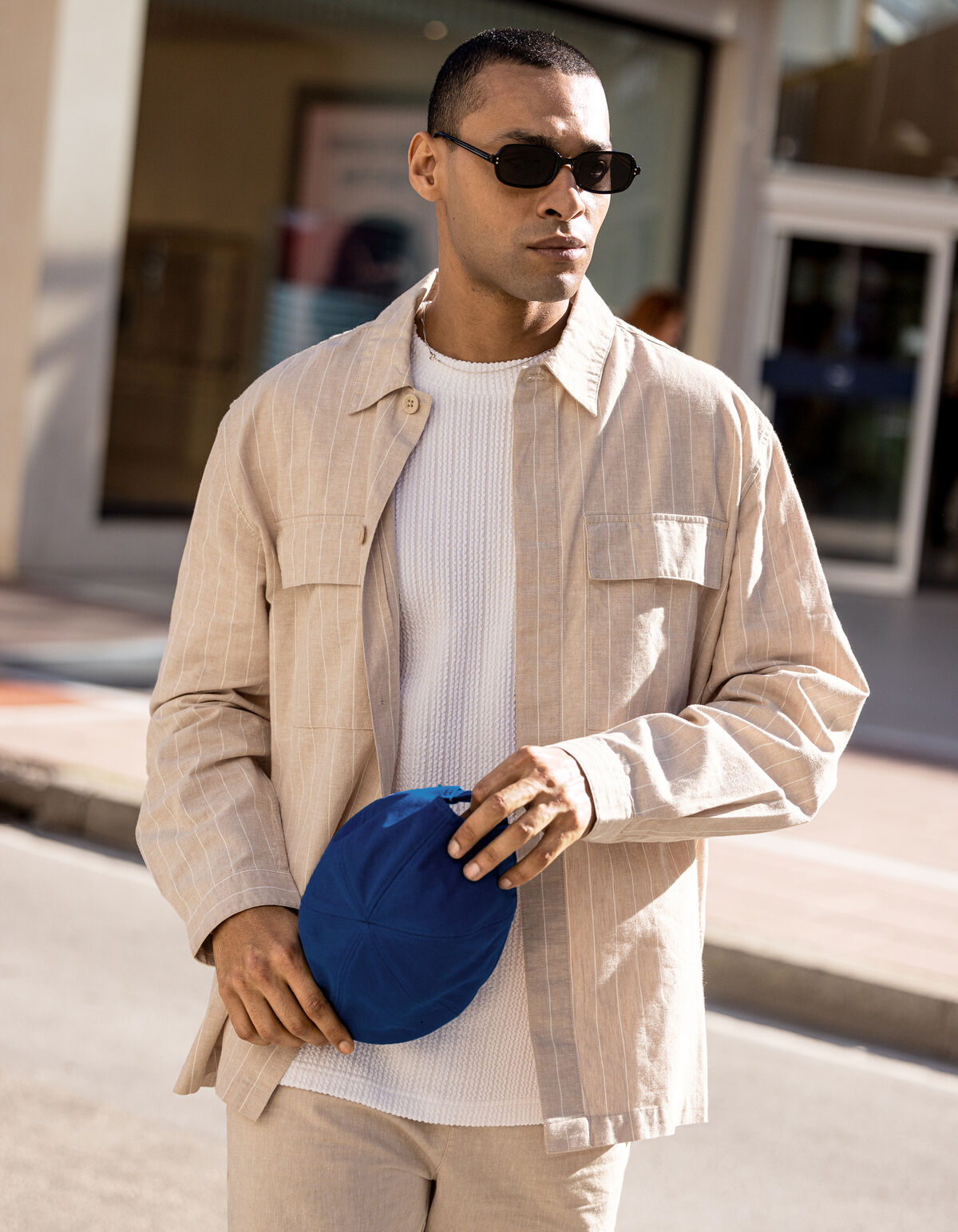 Seersucker T-shirt Wit SHOEBY MEN