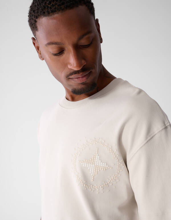 Embroidery Logo T-shirt Beige SHOEBY MEN