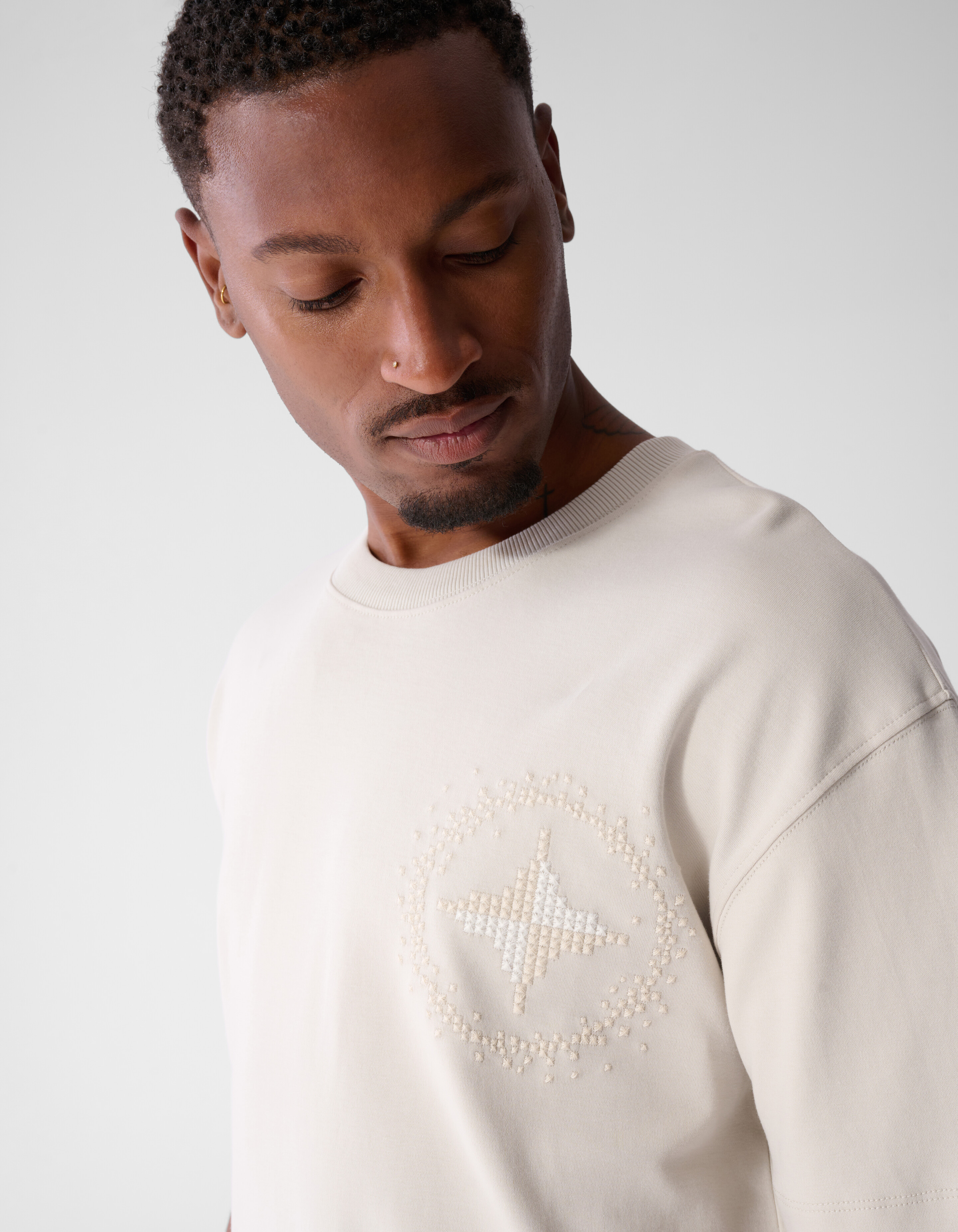 Embroidery Logo T-shirt Beige SHOEBY MEN
