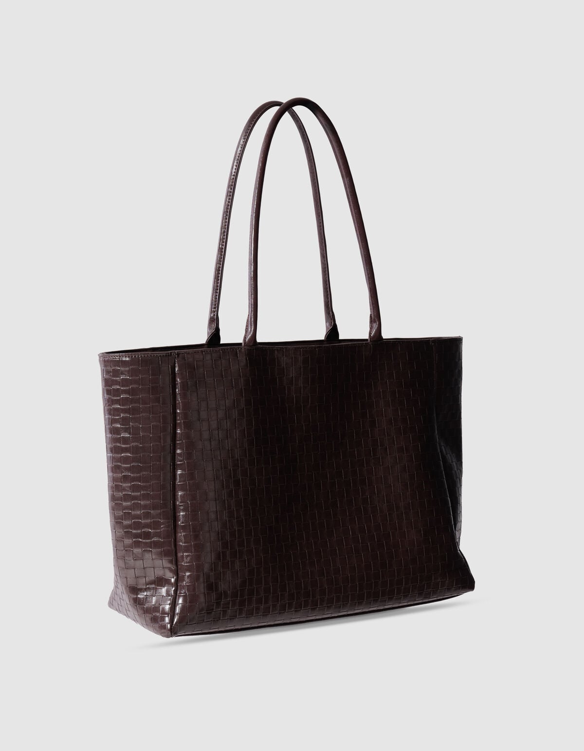 Braided Shopper Tas Donkerbruin SHOEBY ACCESSOIRES