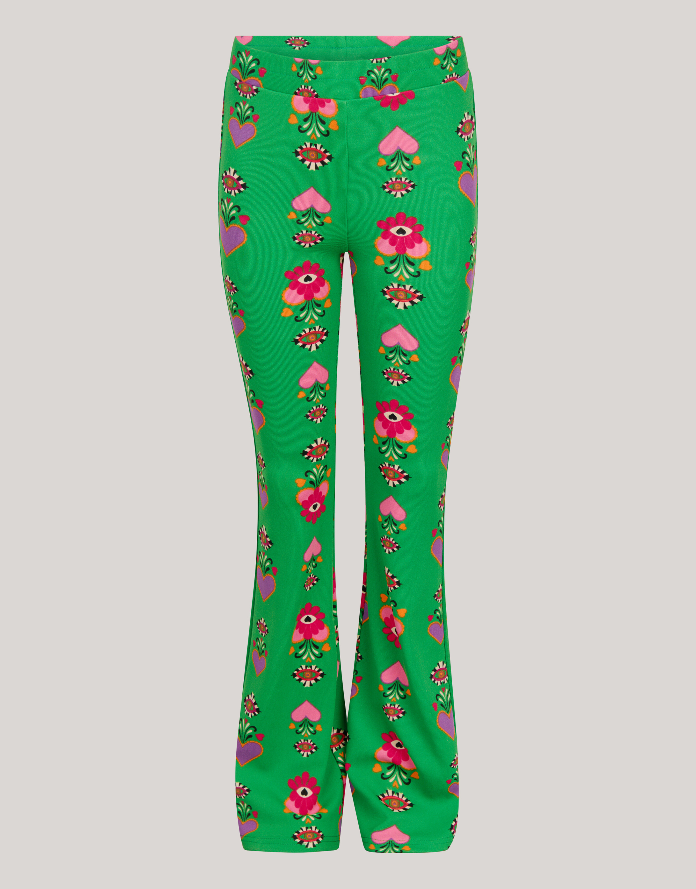 Printed Rib Flared Legging Groen SHOEBY GIRLS