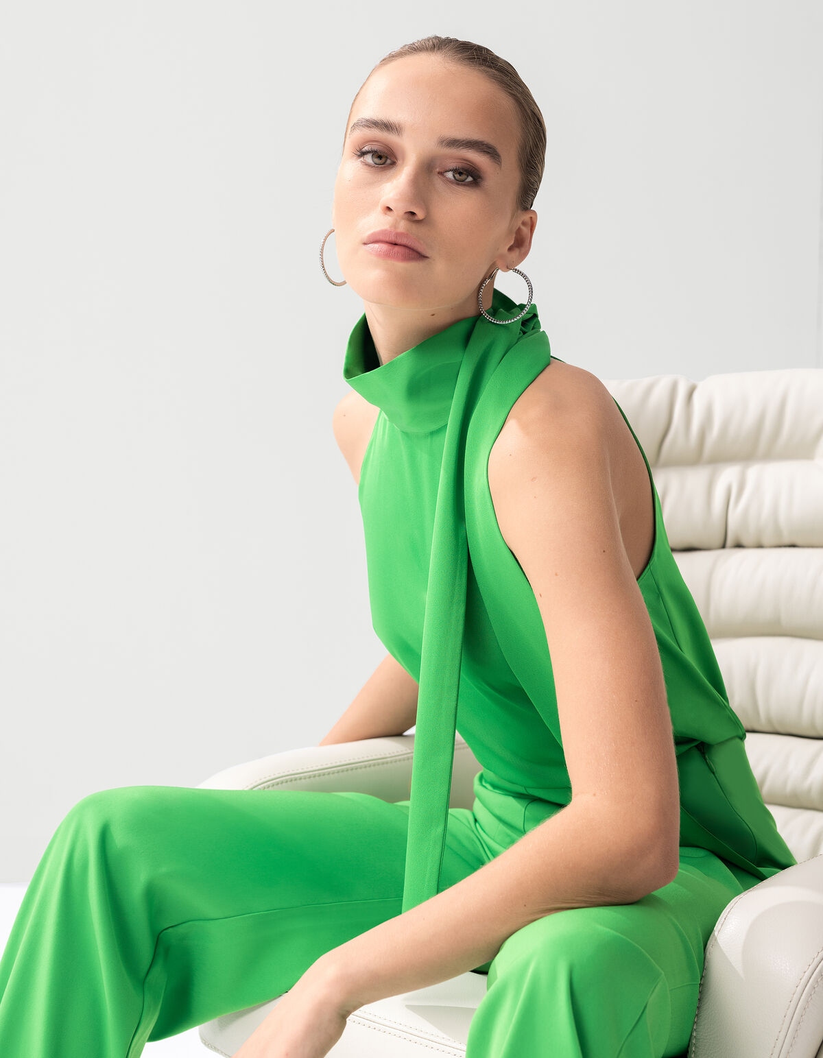 Satijnen Halter Top Groen By Mieke SHOEBY WOMEN