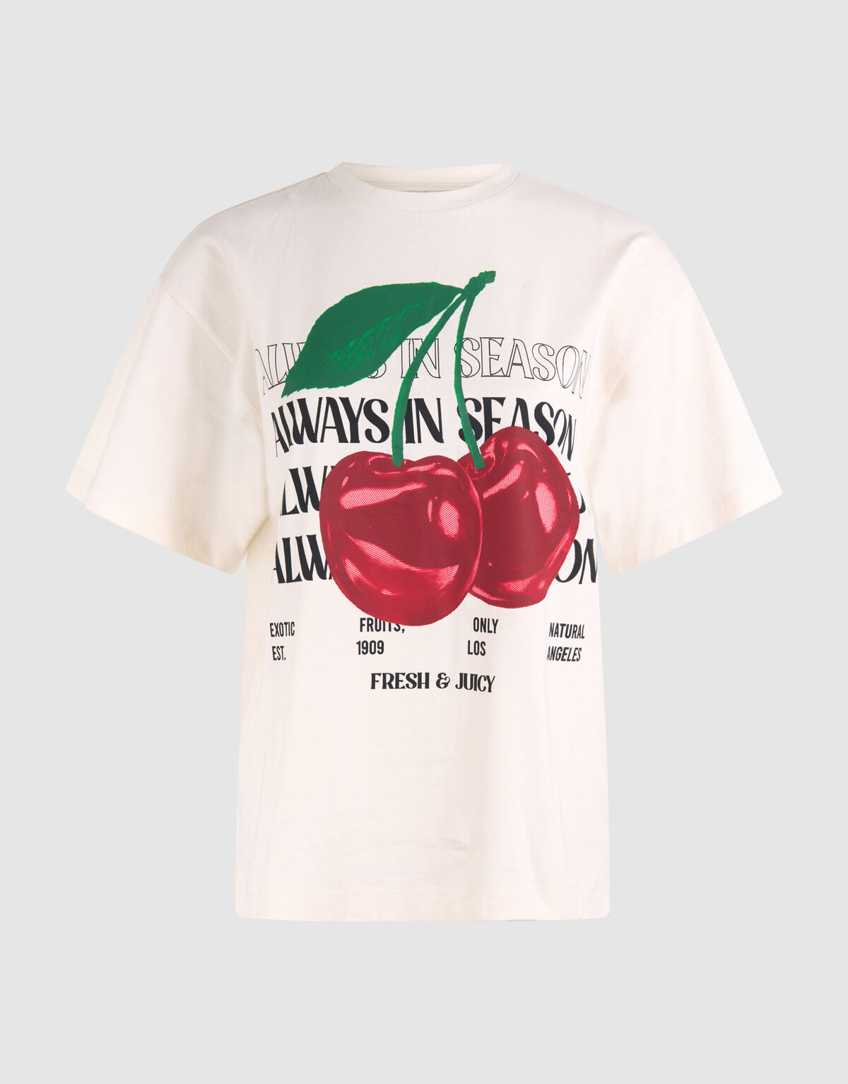 Cherry Artwork T-shirt Gebroken Wit SHOEBY WOMEN