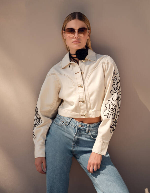 Embroidery Cord Jacket Gebroken Wit SHOEBY WOMEN