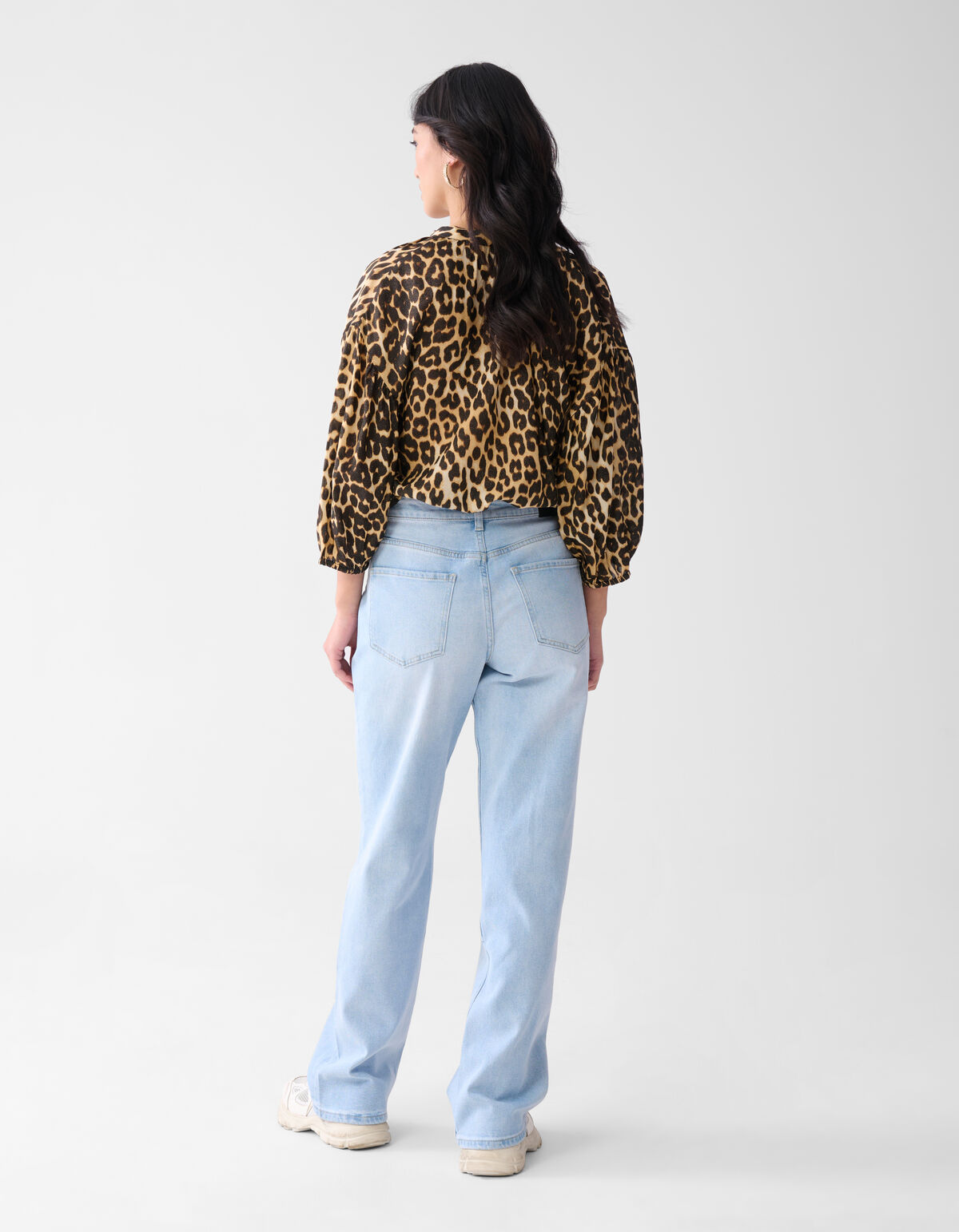 Oversized Leopard Shine Blouse Bruin SHOEBY WOMEN