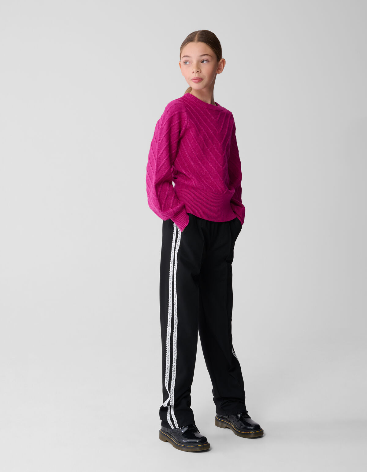 Sporty Wide Leg Broek Zwart SHOEBY GIRLS
