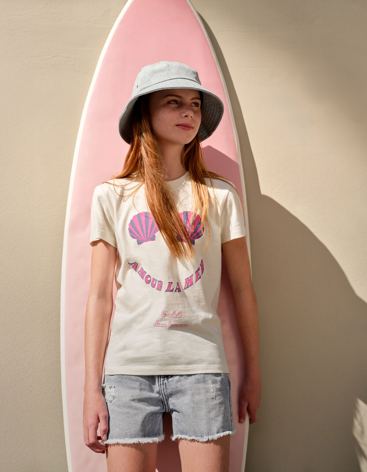 La Mer Artwork T-shirt Gebroken Wit SHOEBY GIRLS