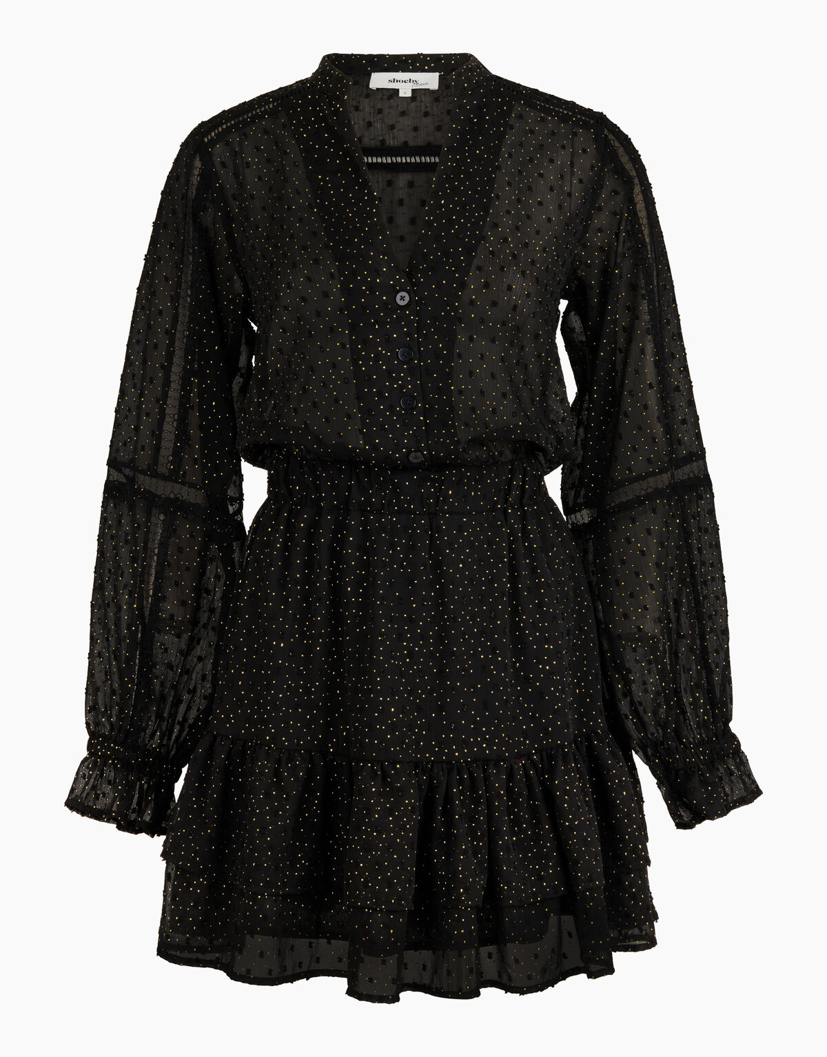Chiffon Stippen Jurk Zwart By Nicolette SHOEBY WOMEN