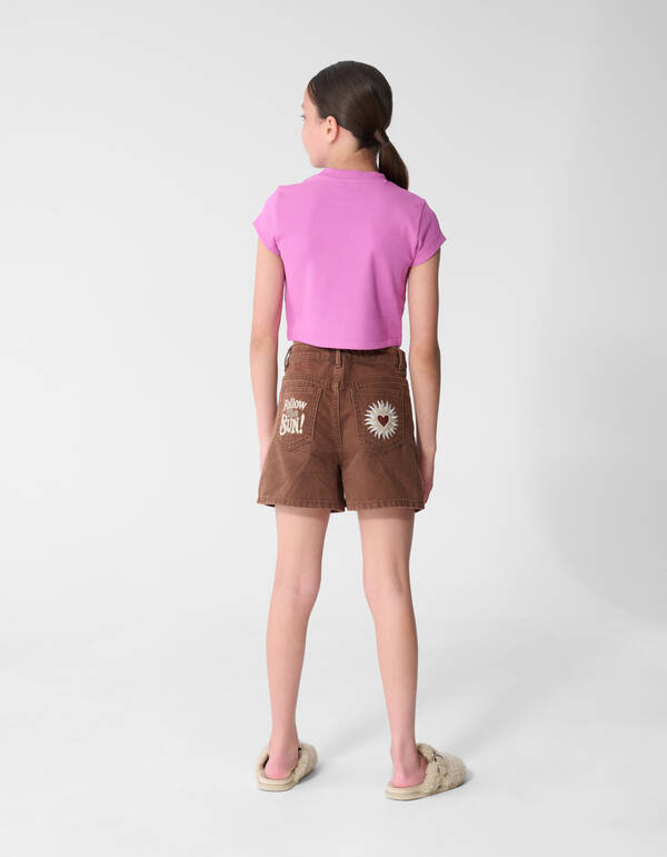 Rib Amour Crop Top Paars SHOEBY GIRLS