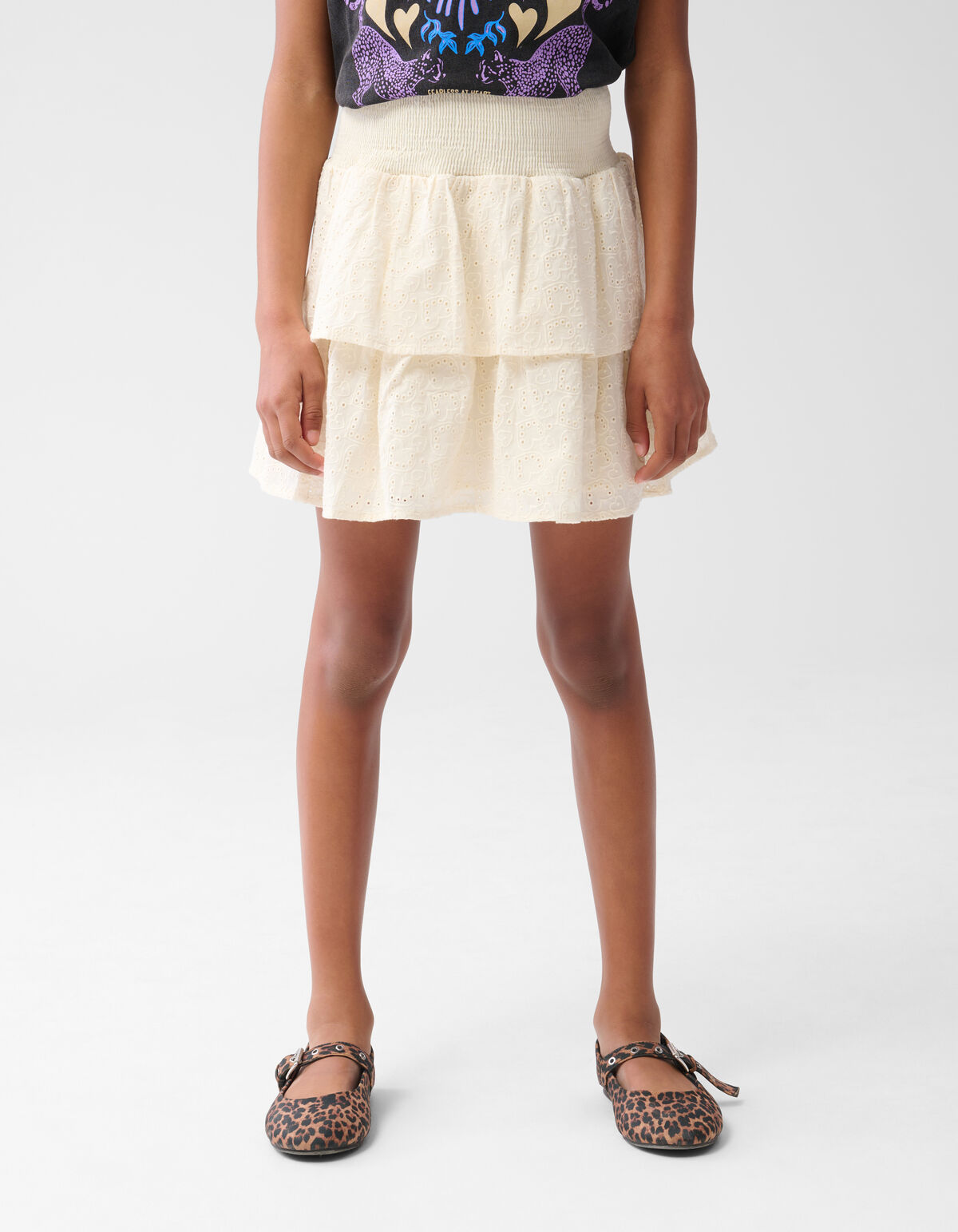 Embroidery Ruffle Rok Gebroken Wit SHOEBY GIRLS