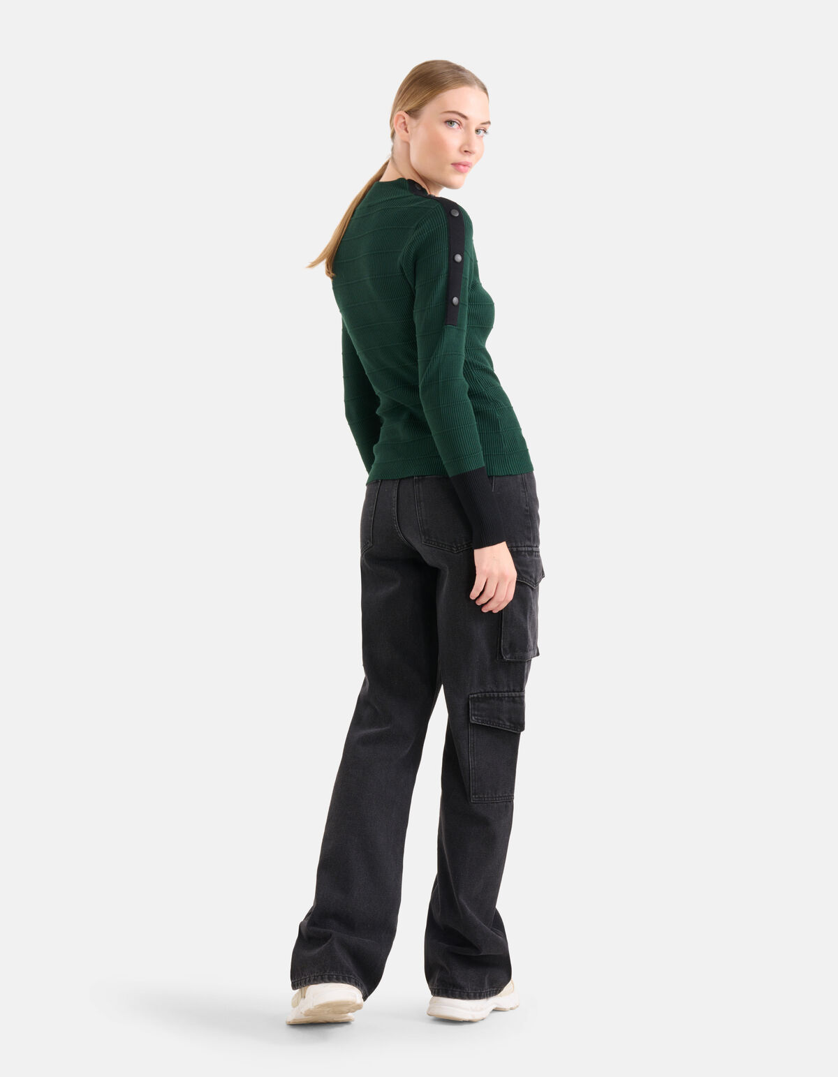 Knopen Trui Donkergroen SHOEBY WOMEN