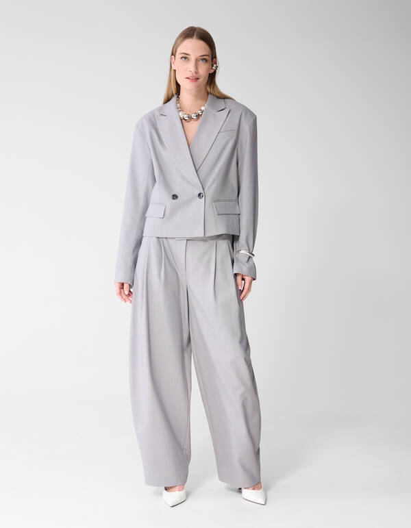 Tapered Pinstripe Blazer Lichtgrijs SHOEBY WOMEN