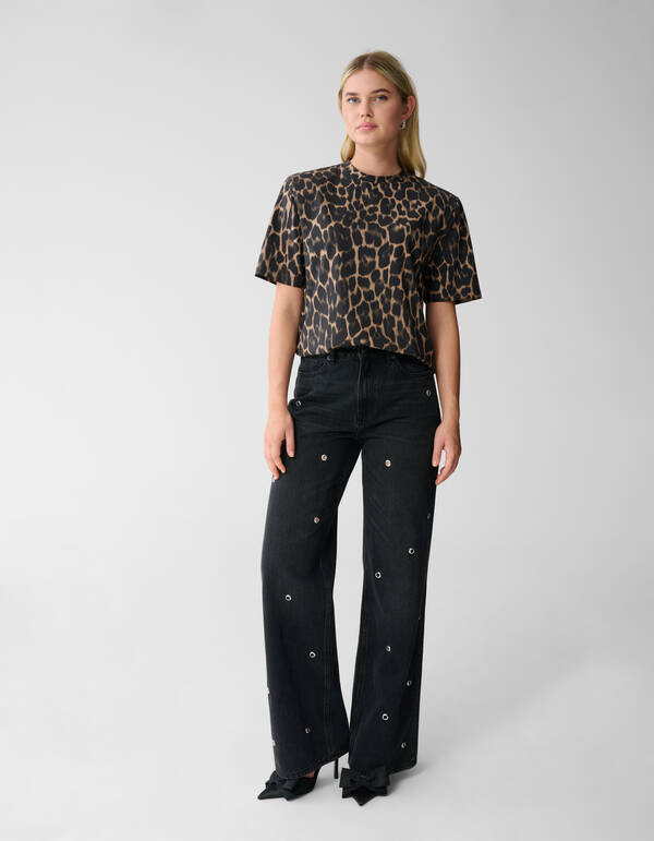 Studs Straight Fit Jeans Donkergrijs SHOEBY WOMEN