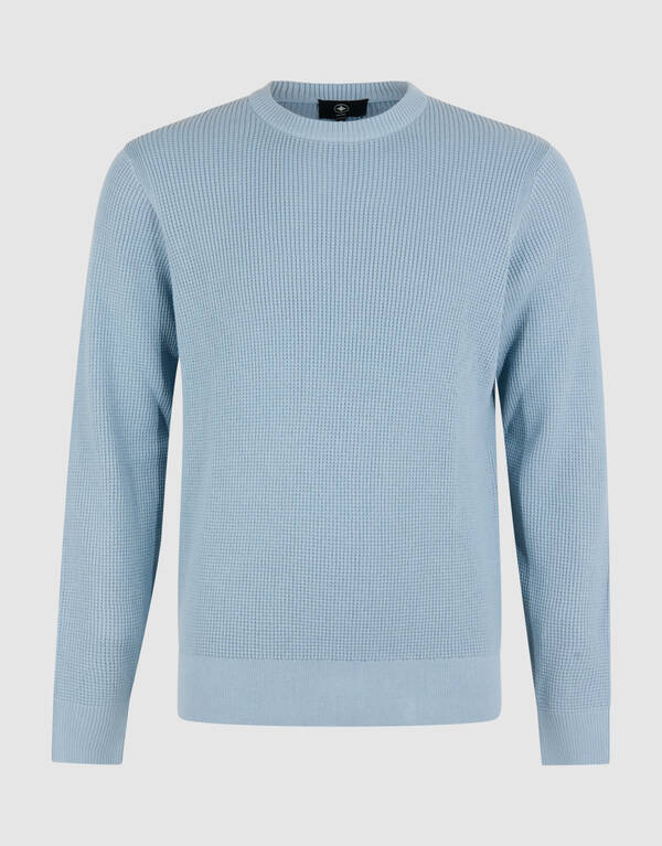 Gebreide Waffle Trui Lichtblauw SHOEBY MEN