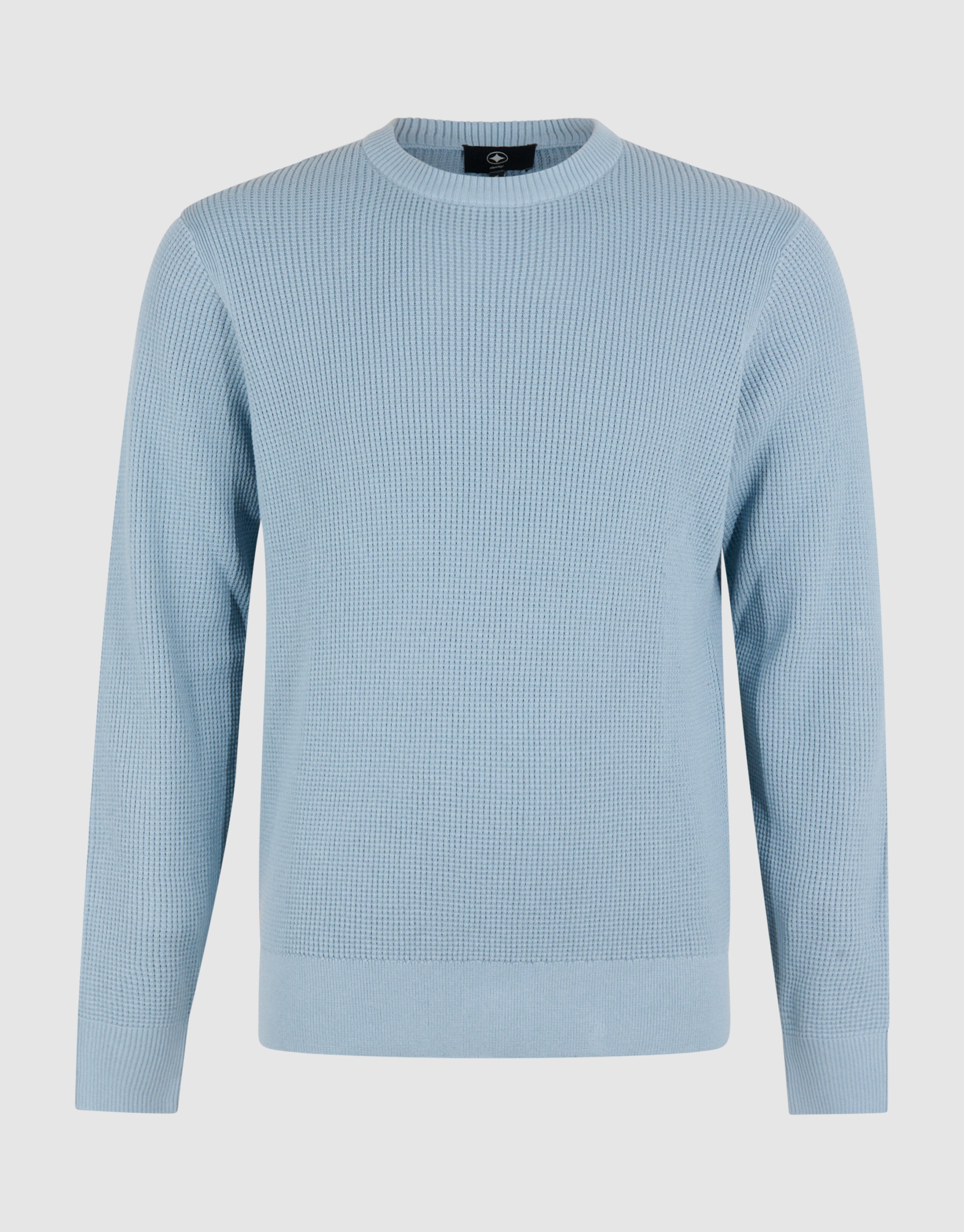 Gebreide Waffle Trui Lichtblauw SHOEBY MEN