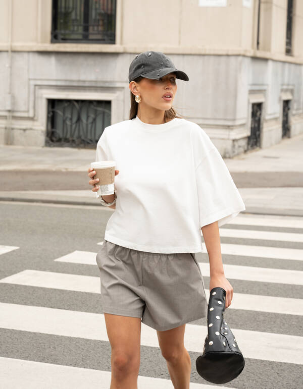 Big Shoulder T-shirt Wit SHOEBY WOMEN