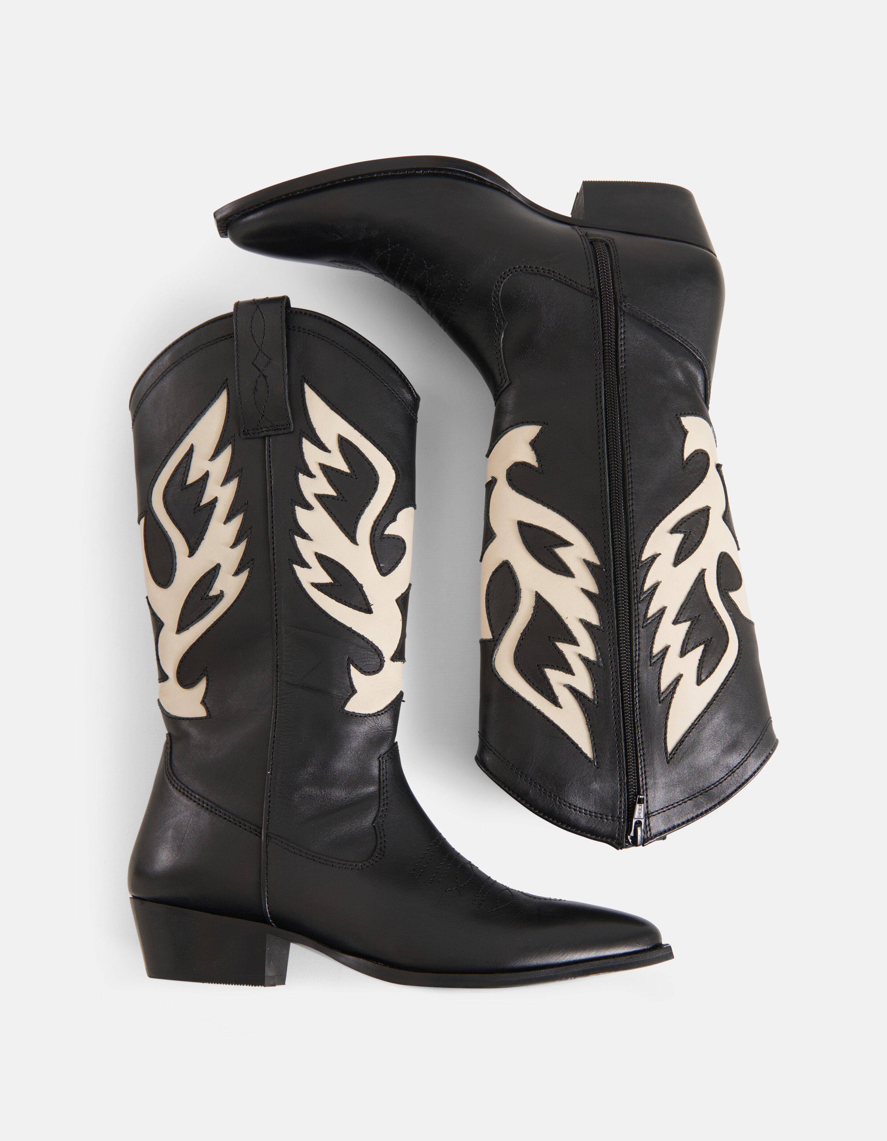 Leren Cowboy Laarzen Zwart/Wit SHOEBY SHOES