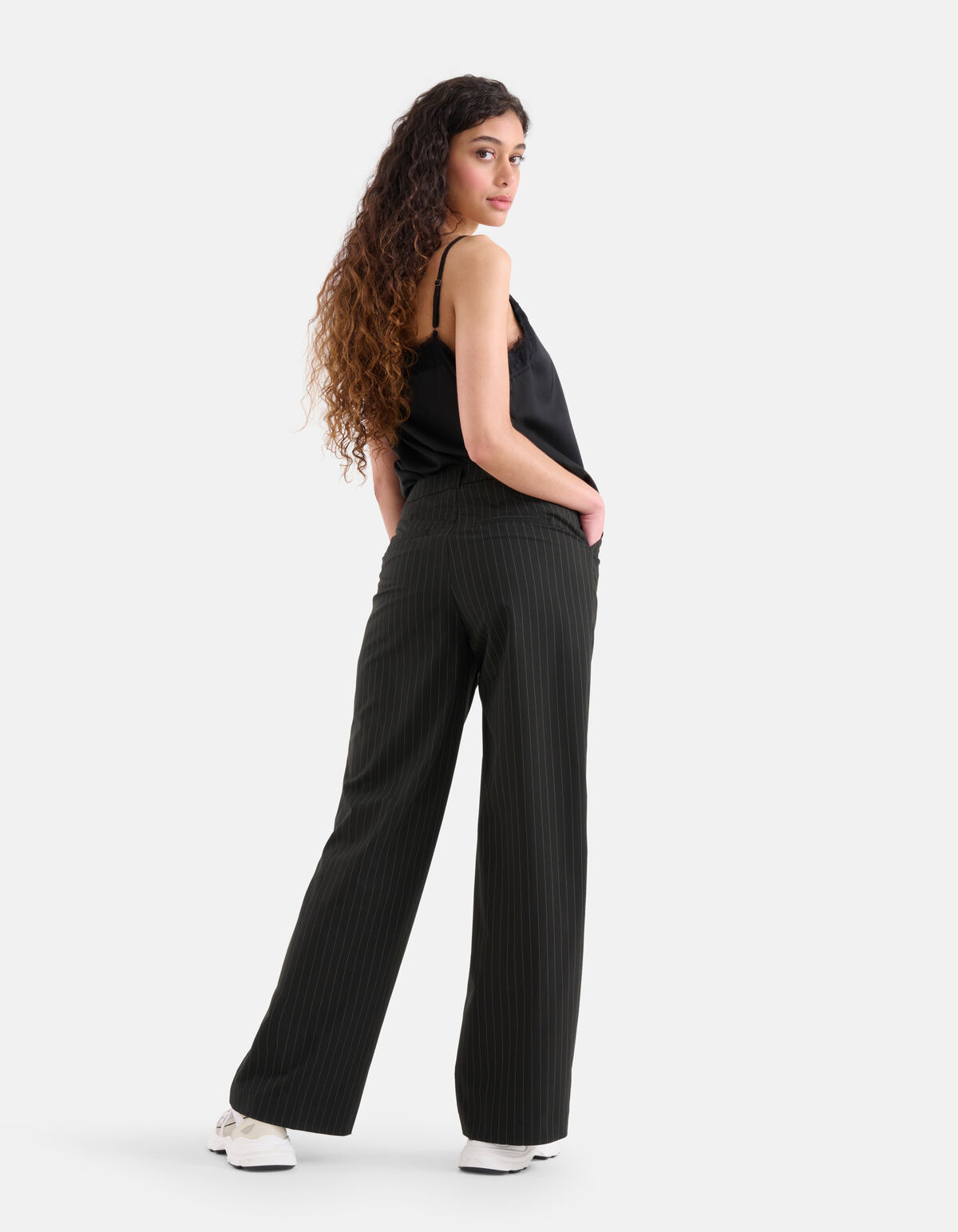 Loose Fit Pintstripe Pantalon Zwart SHOEBY WOMEN