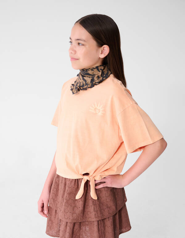 Strik Embroidery T-shirt Lichtoranje SHOEBY GIRLS