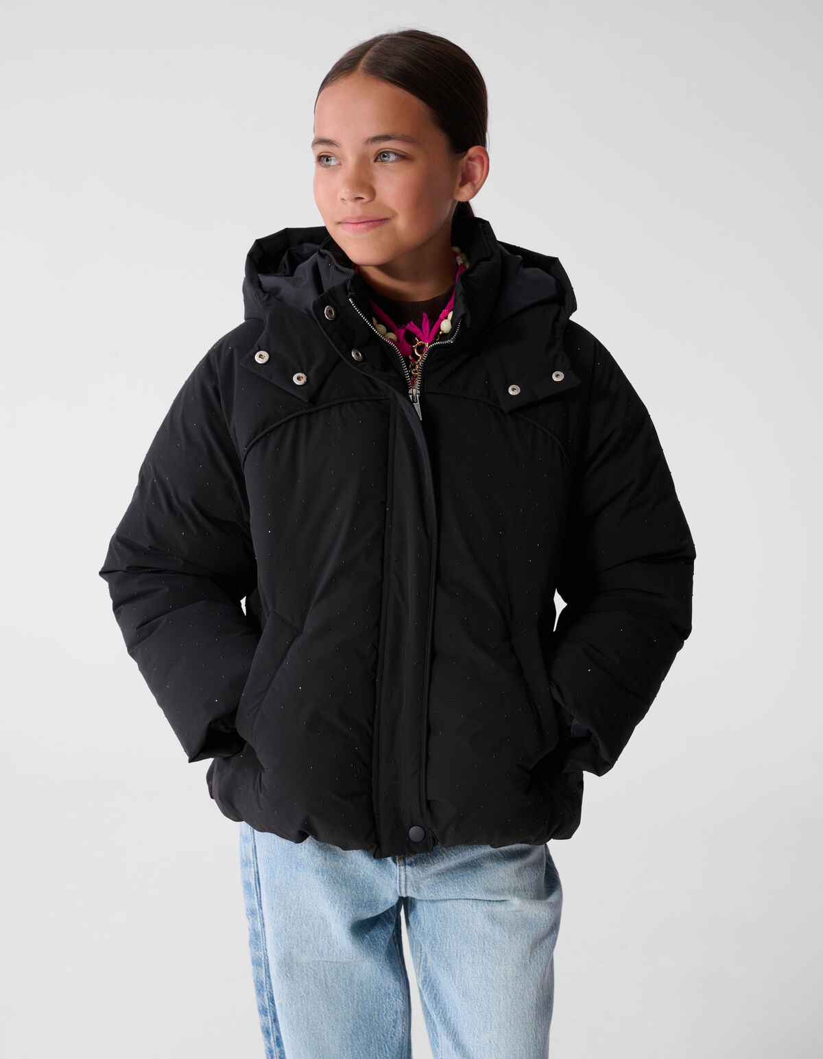 Strass Puffer Jas Zwart SHOEBY GIRLS