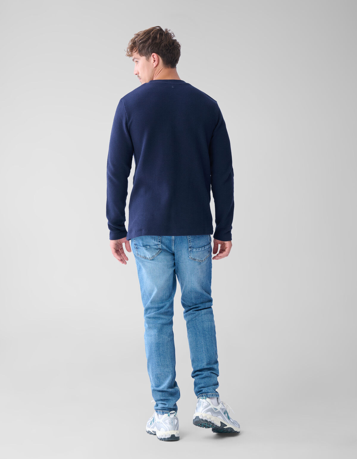 Structuur Jersey Longsleeve Donkerblauw SHOEBY MEN