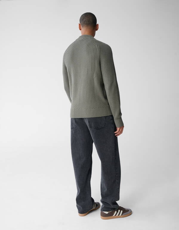 Structuur Knit Sweater Donkergroen SHOEBY MEN