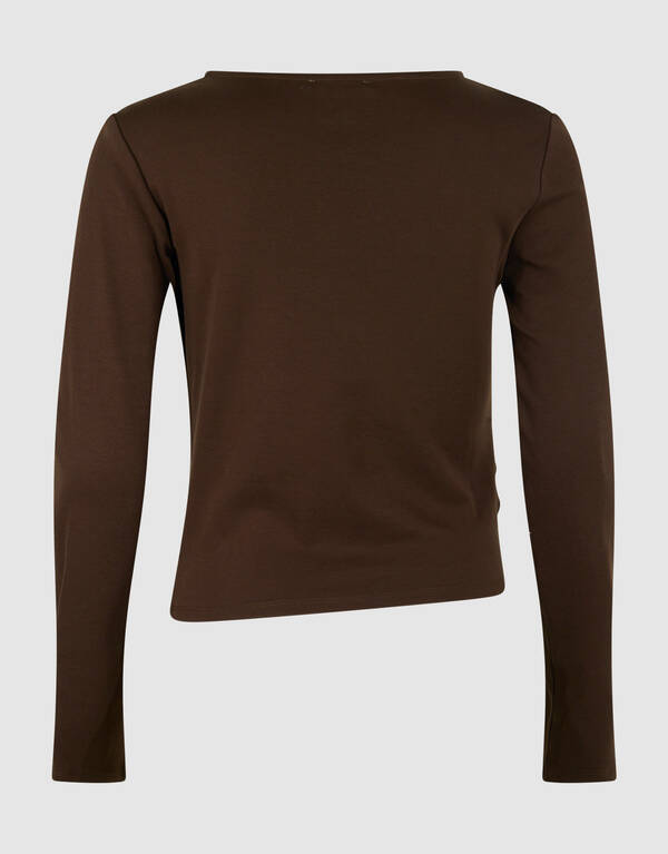 Drape Longsleeve Top Donkerbruin SHOEBY WOMEN