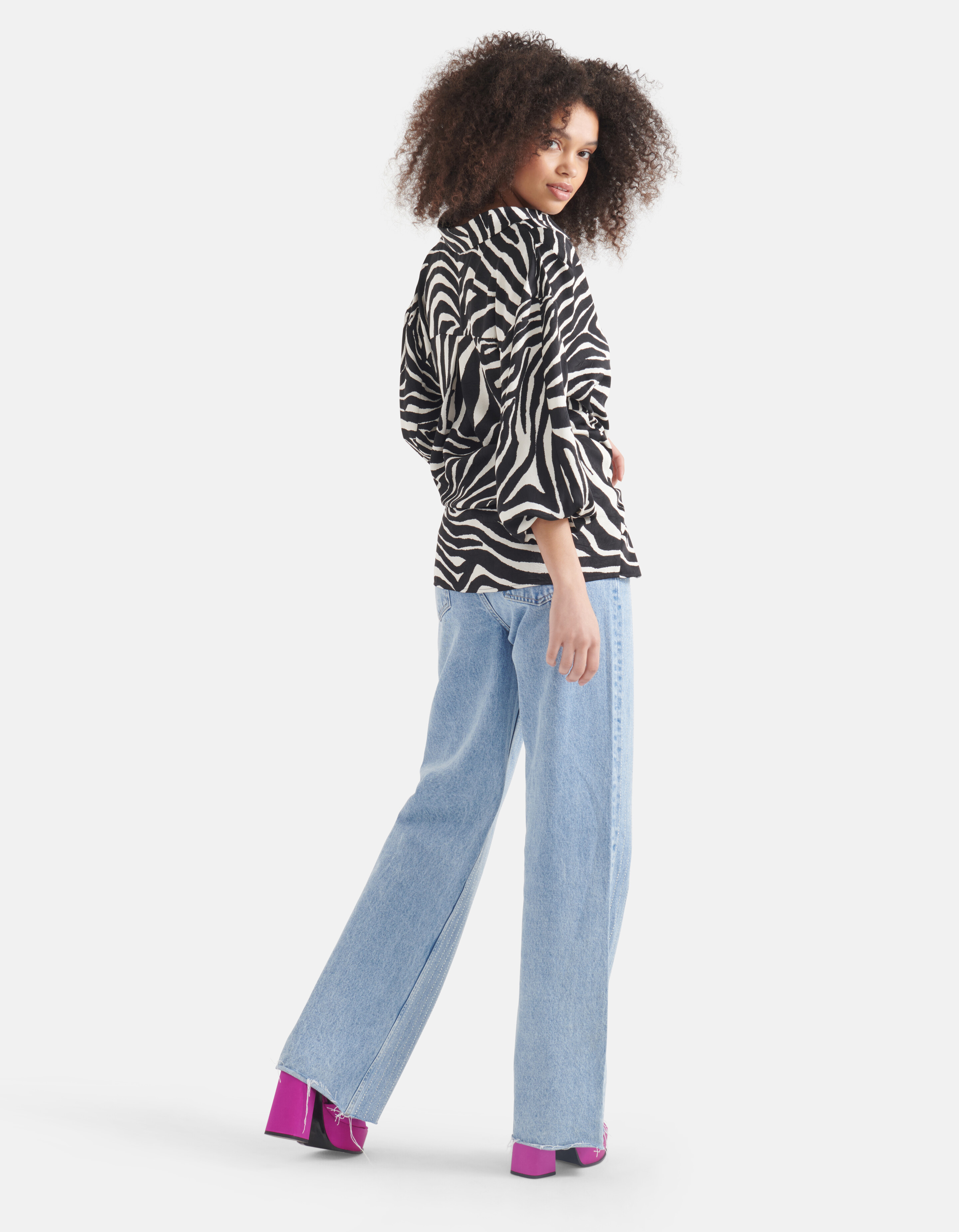 Zebra Print Blouse Zwart/Wit SHOEBY WOMEN