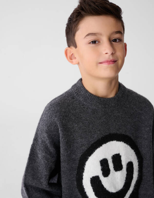 Smiley Gebreide Trui Donkergrijs SHOEBY BOYS