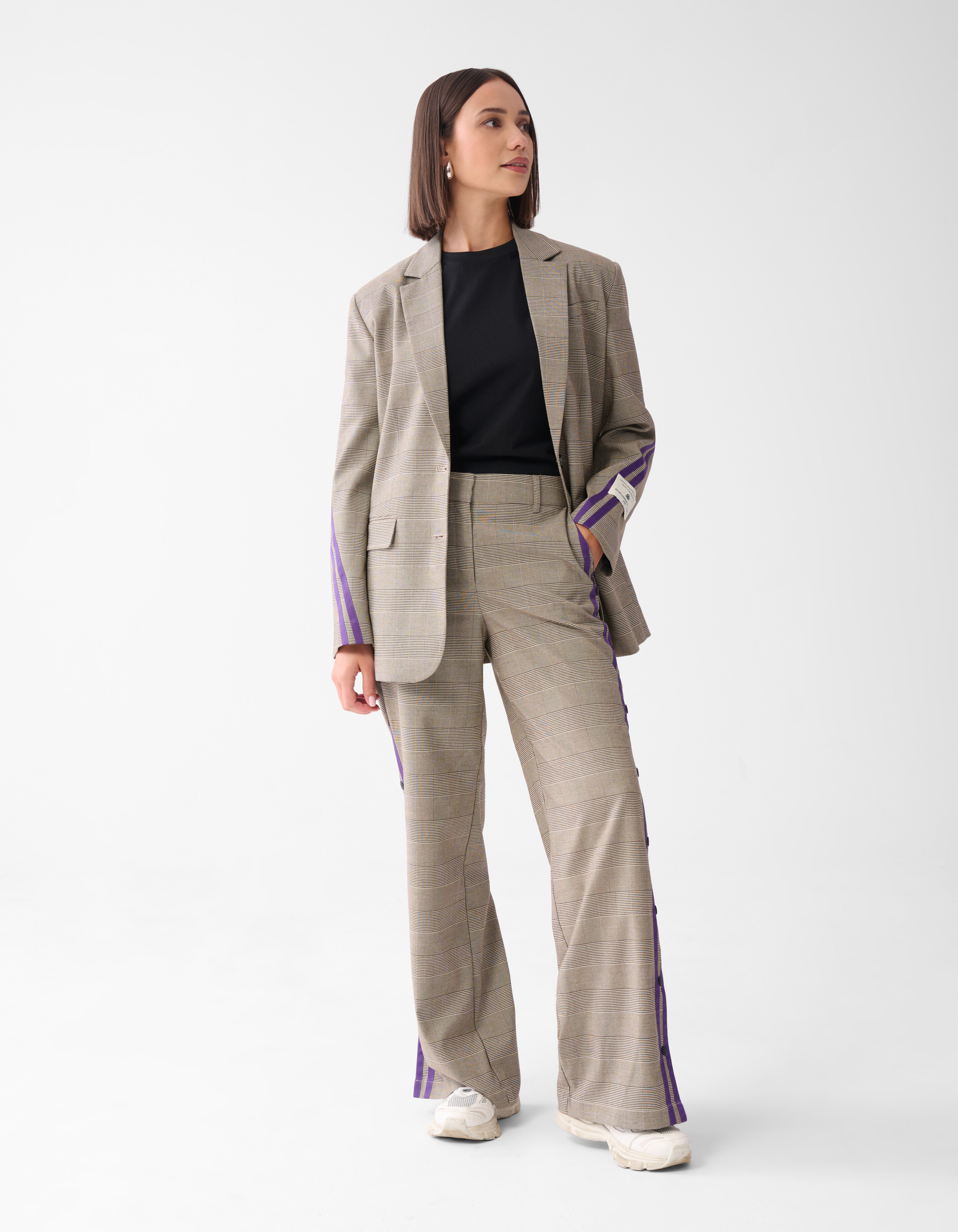 Sporty Ruiten Wide Leg Broek Bruin SHOEBY WOMEN