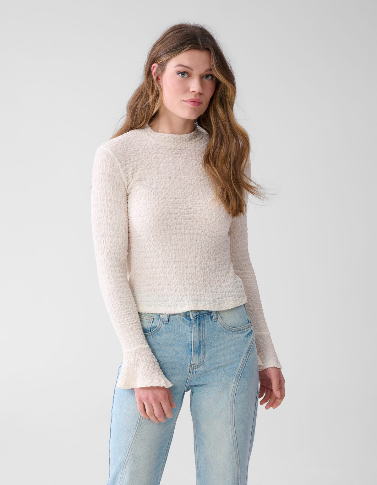 Crinkle Top Gebroken Wit SHOEBY WOMEN