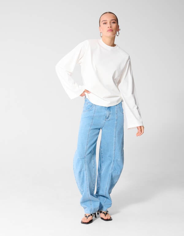 Pleated Baggy Fit Jeans Lichtblauw SHOEBY WOMEN