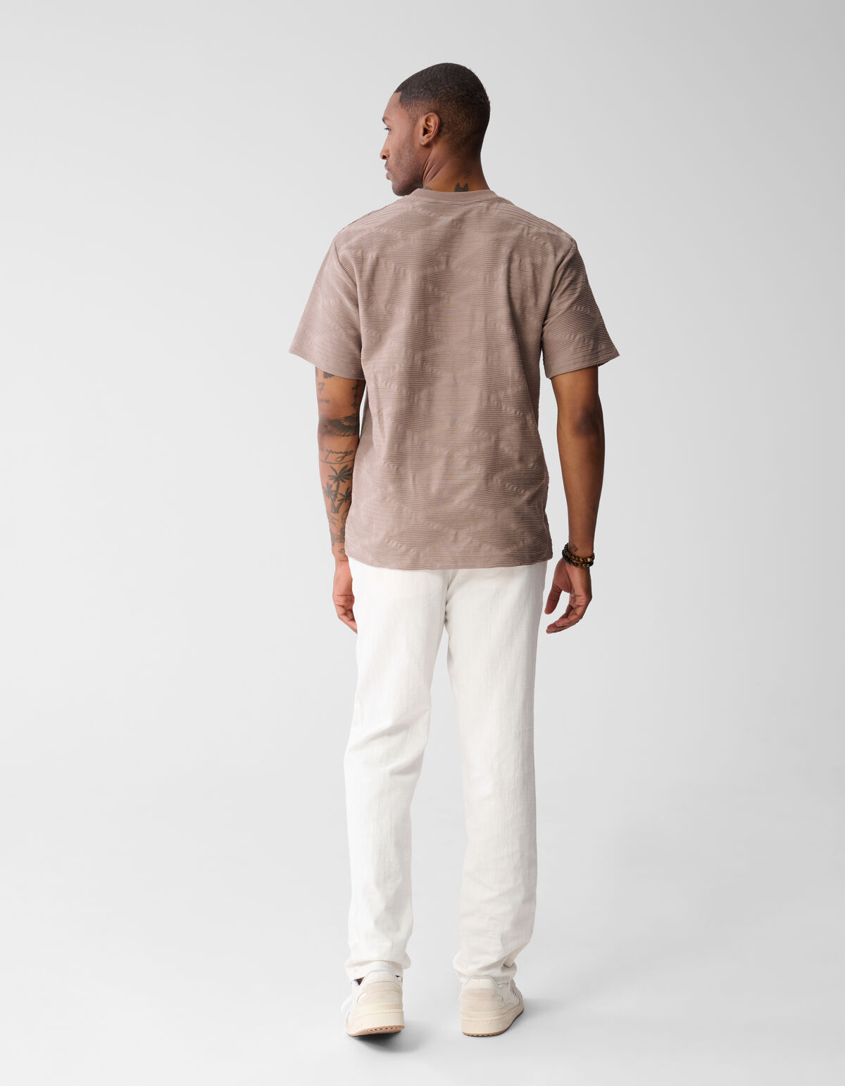 Wave Structuur T-shirt Lichtbruin SHOEBY MEN