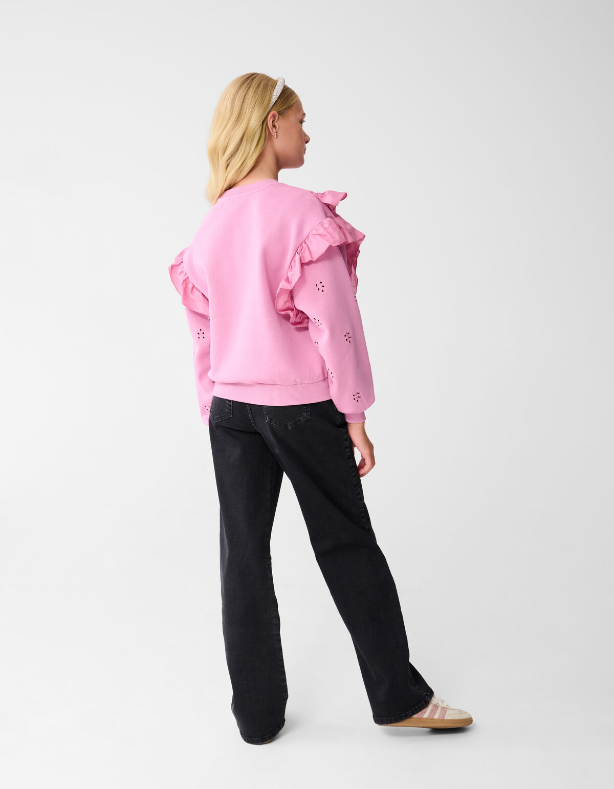 Ruffle Embroidery Sweater Roze SHOEBY GIRLS