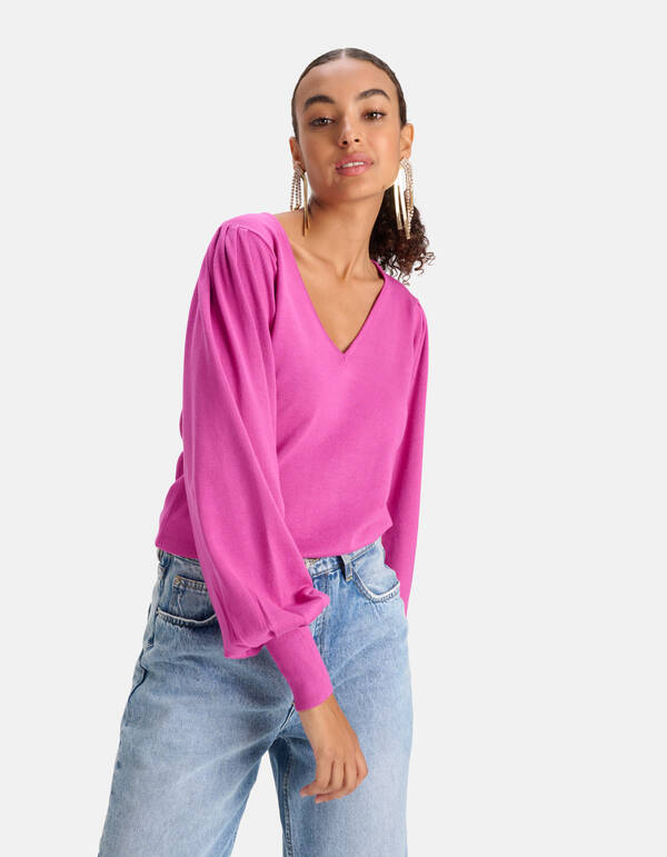 Gebreide V-hals Trui Roze SHOEBY WOMEN