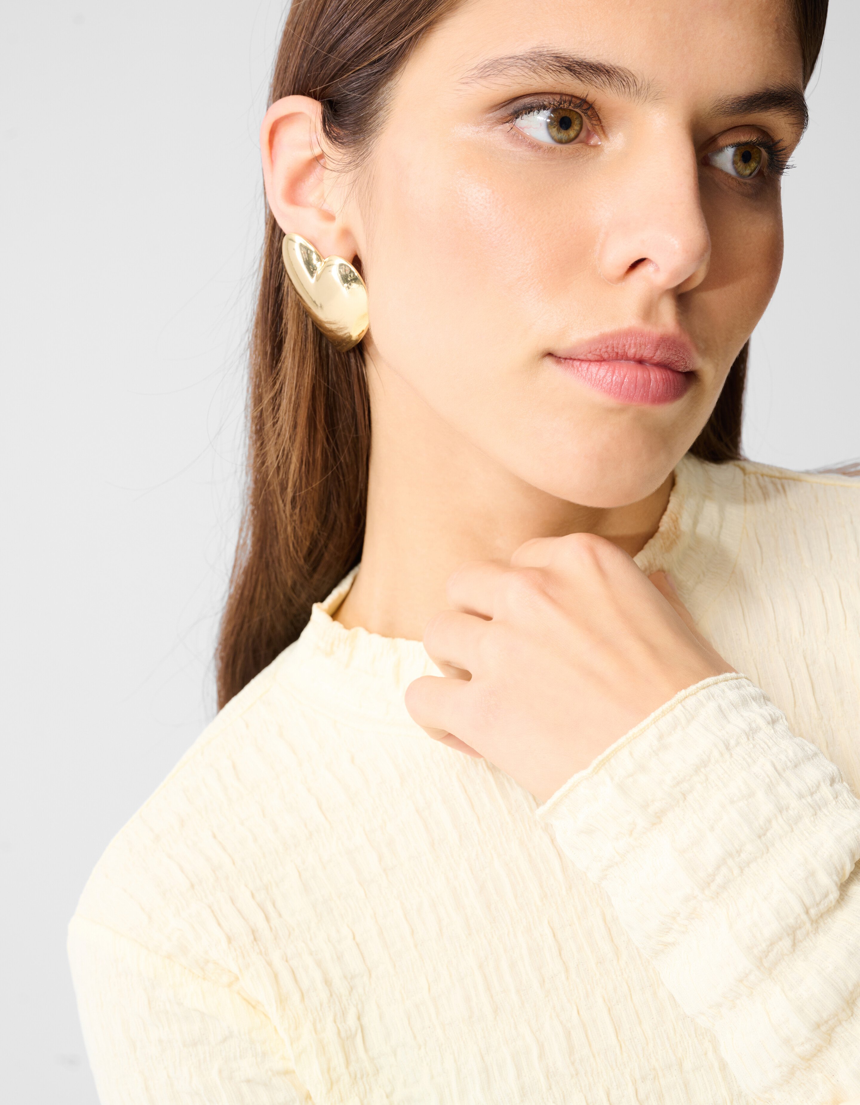 Structuur Longsleeve Top Gebroken Wit SHOEBY WOMEN