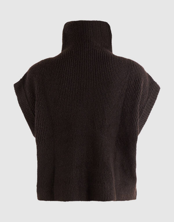 High Collar Gilet Donkerbruin SHOEBY WOMEN