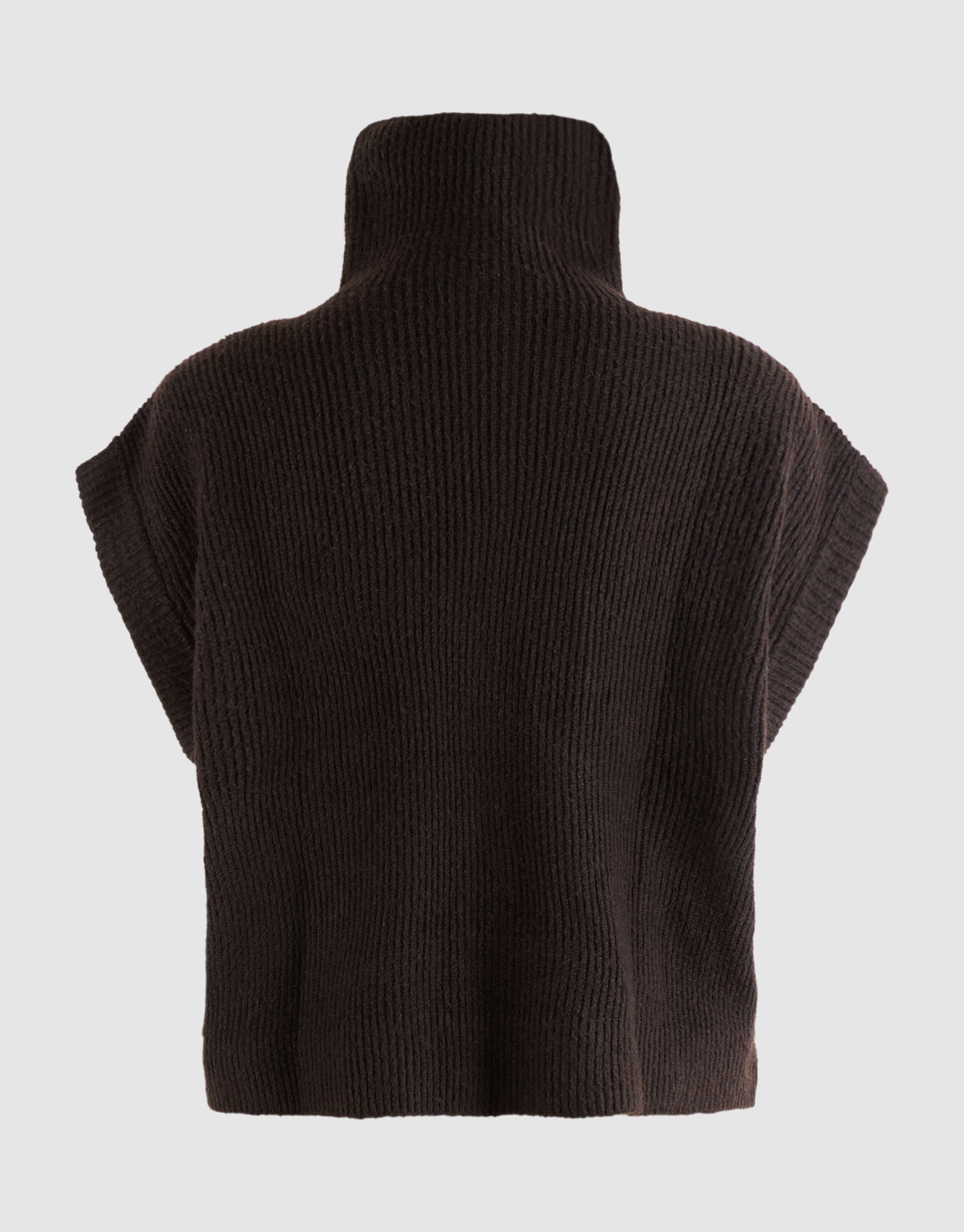 High Collar Gilet Donkerbruin SHOEBY WOMEN