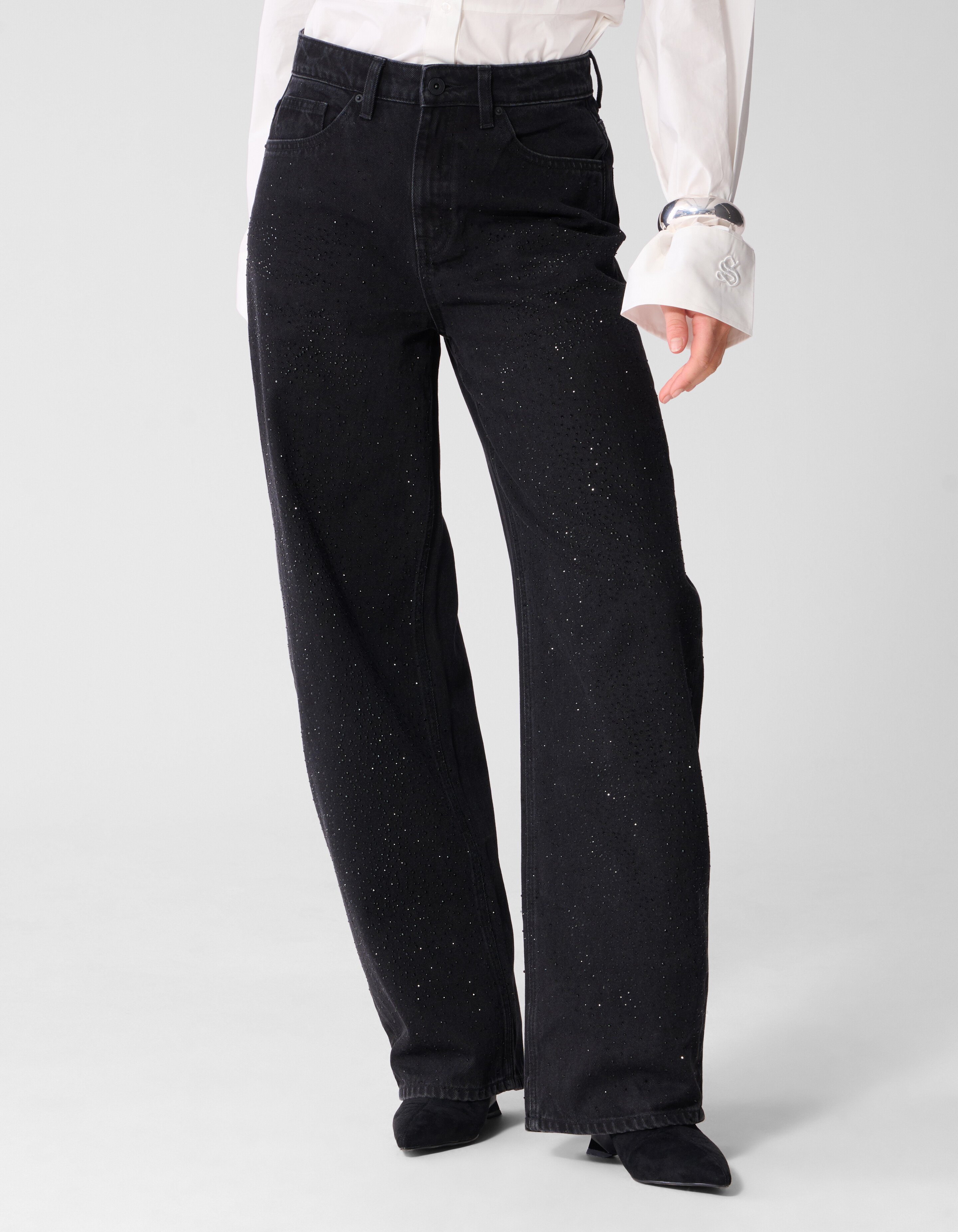Strass Baggy Fit Jeans Zwart SHOEBY WOMEN