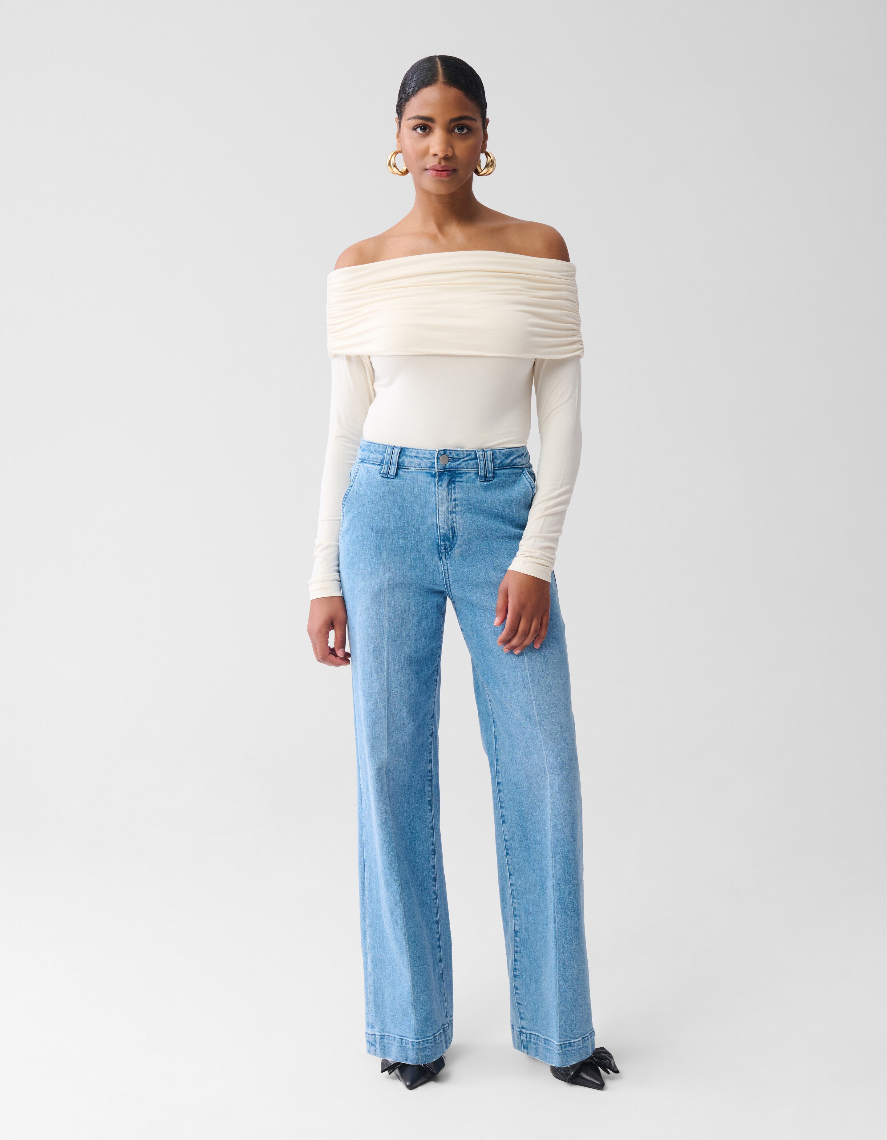 Wide Leg Fit Jeans Mediumstone By Fred SHOEBY WOMEN