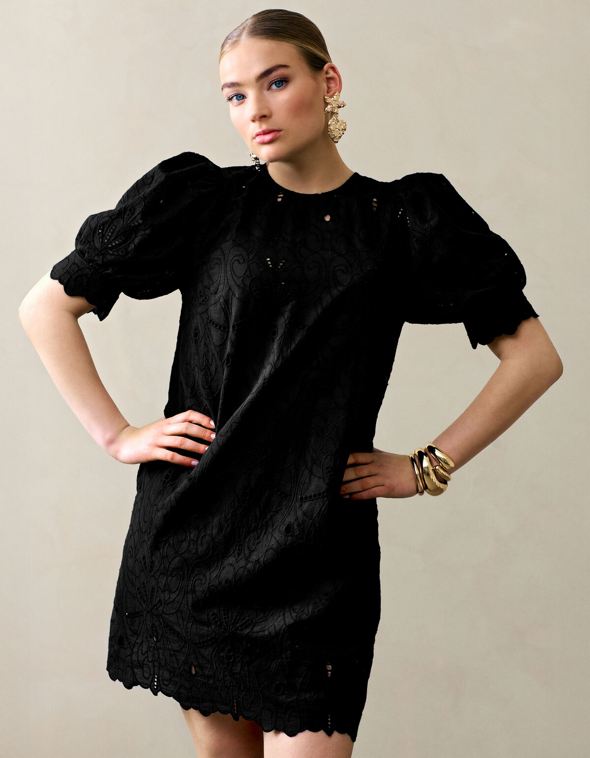 Embroidery Mini Jurk Zwart SHOEBY WOMEN